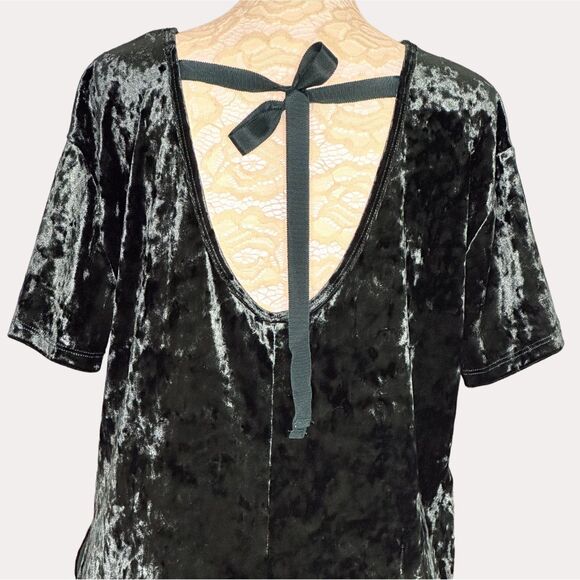 Z Supply Crushed Velvet A Line Dress Green S - Picture 7 of 10